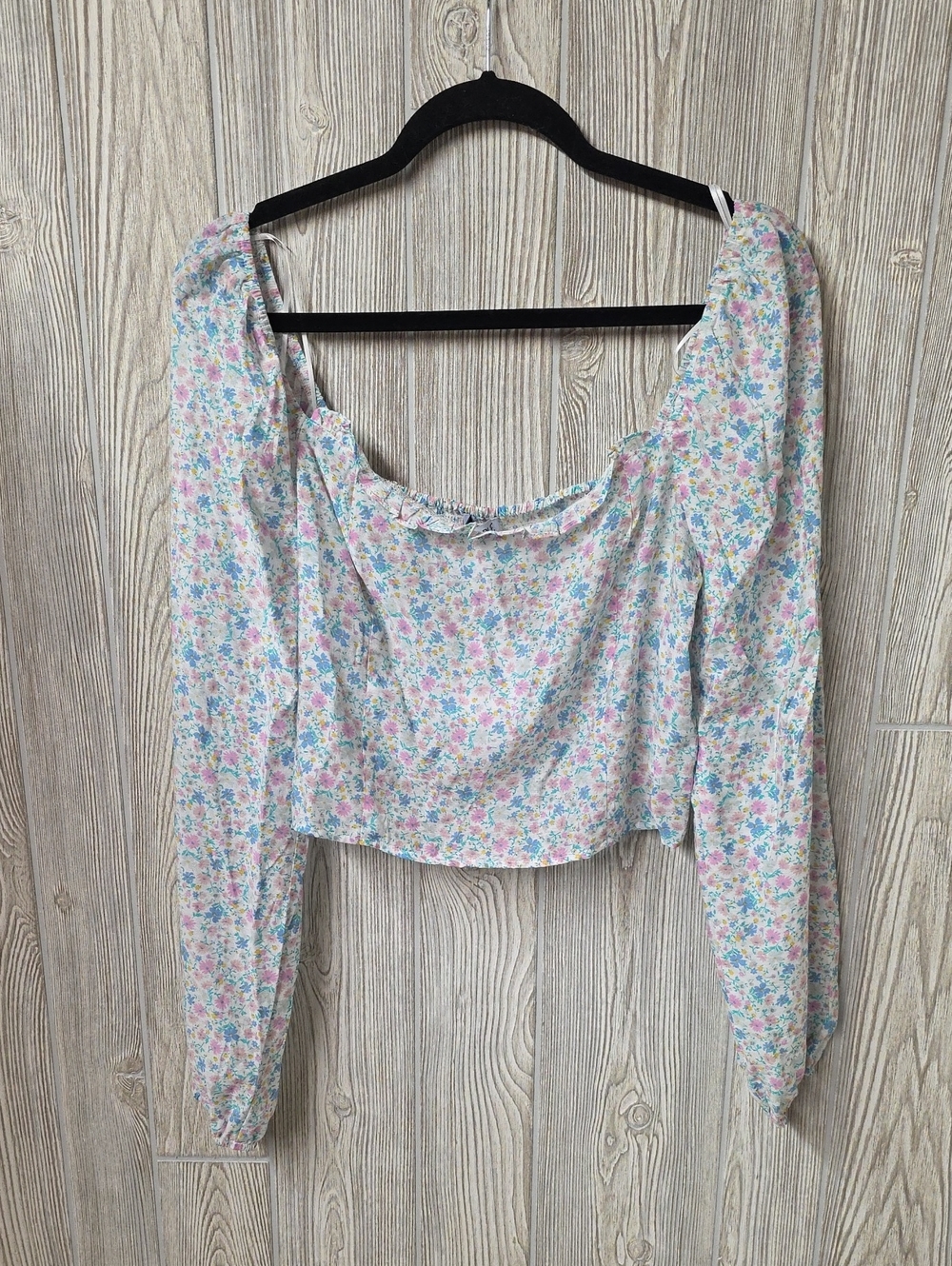 Sophie Rue Floral Long Sleeve Crop Top Womens Size Medium NWT